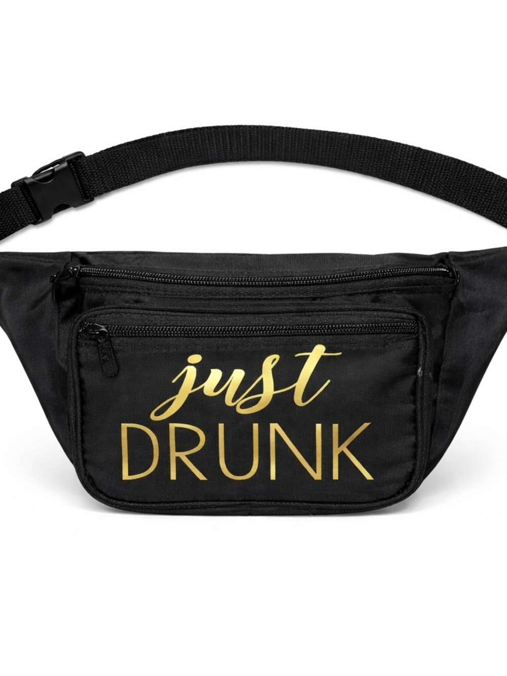 Just Drunk Black Waist Belt Bag. Fanny Pack. Party. Cruise. Wedding.